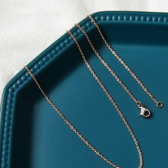Immagine di 1 Pz 304 Acciaio Inossidabile Cavo Catena Collana Platino Placcato 60cm Lunghezza, Dimensione della Catena 1.5mm