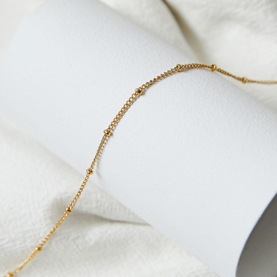 Immagine di 1 Pz 304 Acciaio Inossidabile Catena Singolare Collana 18K Oro riempito 45cm Lunghezza, Dimensione della Catena 1.3mm