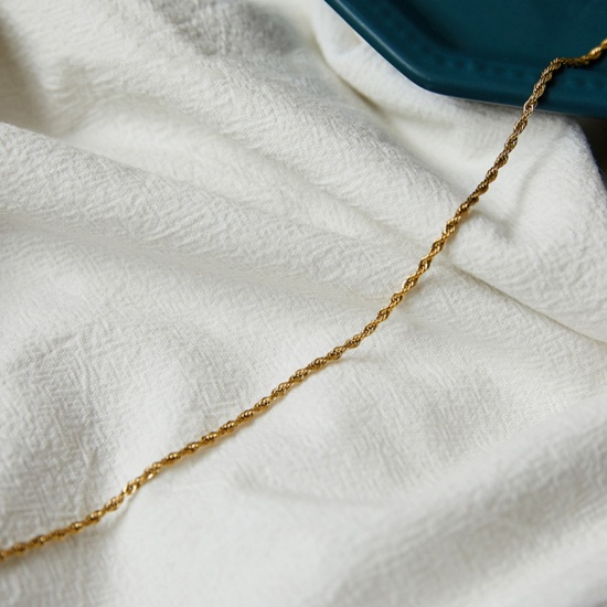 Immagine di 1 Pz 304 Acciaio Inossidabile Intrecciante Fiscale Collana 18K Oro riempito 60cm Lunghezza, Dimensione della Catena 1.9mm