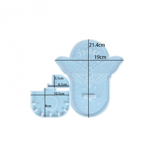 Immagine di Silicone Stampo in Resina per la Decorazione Domestica Fai-Da-Te Candeliere Falena Bianco 21.4cm x 19cm, 1 Pz