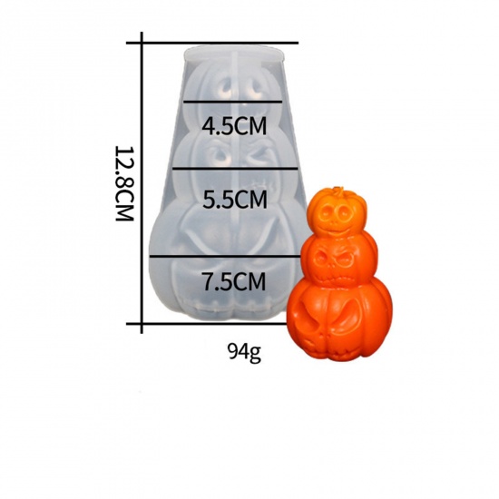 Immagine di Silicone Halloween Stampo in Resina per la Produzione di Sapone per Candele Fai-Da-Te Zucca Bianco 12.8cm x 7.5cm, 1 Pz