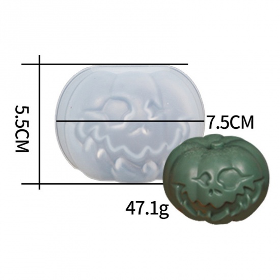 Immagine di Silicone Halloween Stampo in Resina per la Produzione di Sapone per Candele Fai-Da-Te Zucca Bianco 7.5cm x 5.5cm, 1 Pz