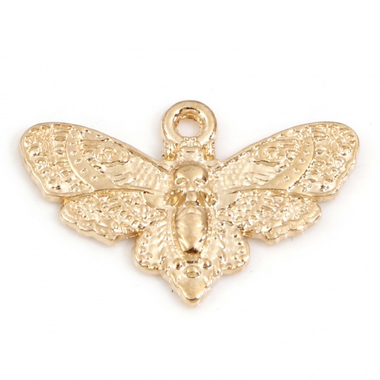 Picture of Zinc Based Alloy Halloween Charms KC Gold Plated Moth Skull 20mm x 13mm, 20 PCs