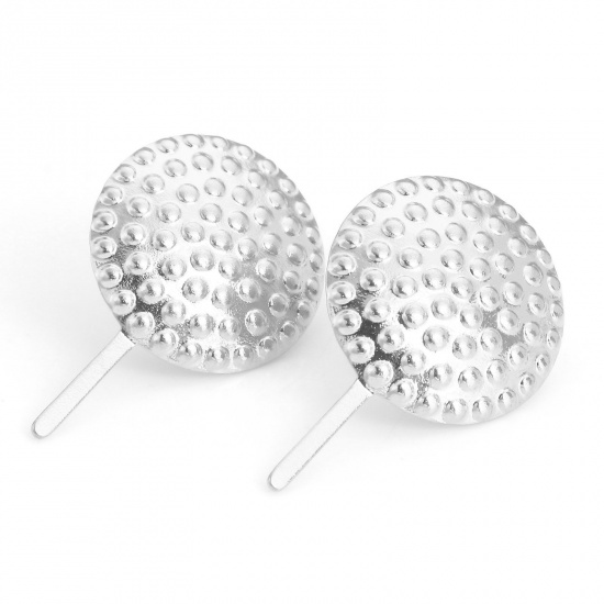 Immagine di 304 Acciaio Inossidabile Serie Geometry Orecchini a Perno Tono Argento Tondo Polka Dot Con Tappi 27mm x 17mm, Posta / Filo Dimensione: (21 misura), 4 Pz