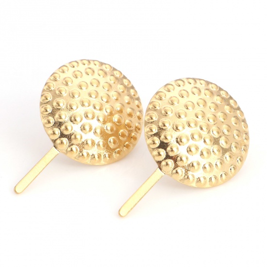 Immagine di 4 Pz Placcatura Sottovuoto PVD Ecologica 304 Acciaio Inossidabile Geometrico Orecchini a Perno Placcato Oro 18K Tondo Polka Dot Con Tappi 27mm x 17mm, Posta / Filo Dimensione: (21 misura)