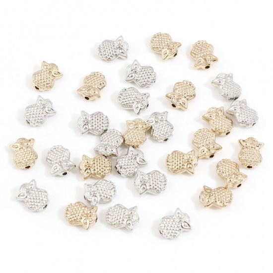 Picture of CCB Plastic Beads For DIY Jewelry Making KC Gold Plated Silver Tone Two Tone Owl Animal Mixed About 10mm x 8mm, Hole: Approx 1.2mm, 2 Packets (Approx 30 PCs/Packet)