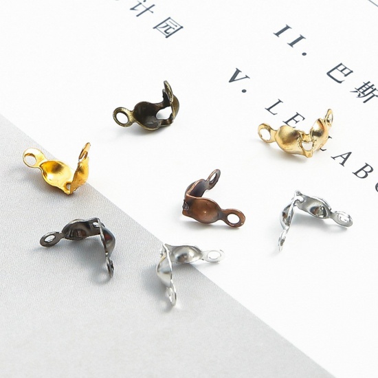 Picture of Iron Based Alloy Bead Tips (Knot Cover) Clamshell At Random Mixed Color 7.5mm x 4mm, 5 Packets ( 100 PCs/Packet)