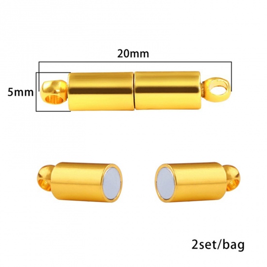 Picture of Zinc Based Alloy Magnetic Clasps Cylinder Gold Plated 20mm x 5mm, 1 Packet ( 2 PCs/Packet)