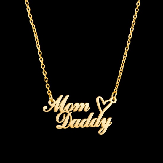 Picture of 304 Stainless Steel Customized Name Necklace Personalized Letter Pendant Gold Plated 35cm(13 6/8") long, 1 Piece
