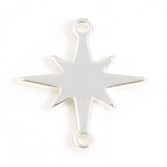 Picture of Brass Galaxy Connectors Charms Pendants Silver Plated Star 13mm x 12mm, 5 PCs                                                                                                                                                                                 