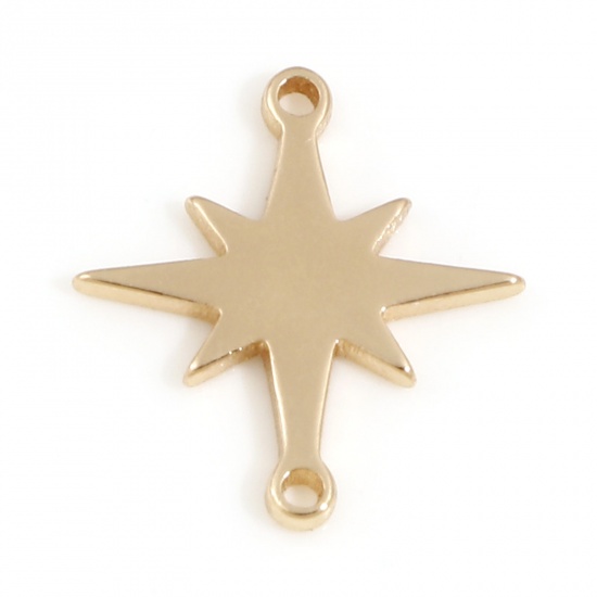 Picture of Brass Galaxy Connectors Charms Pendants Gold Plated Star 13mm x 12mm, 5 PCs                                                                                                                                                                                   