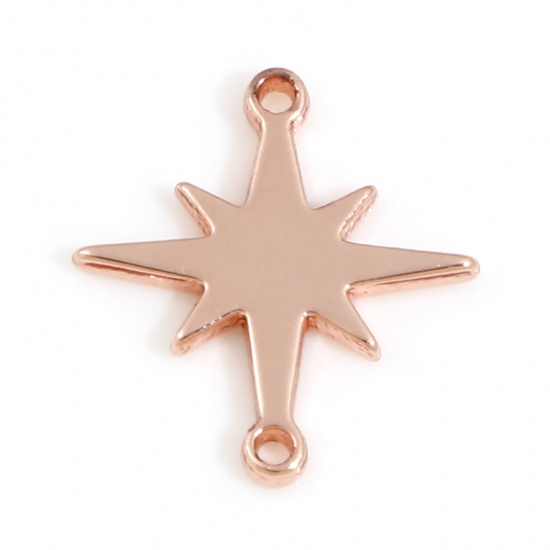 Picture of Brass Galaxy Connectors Charms Pendants Rose Gold Star 13mm x 12mm, 5 PCs                                                                                                                                                                                     
