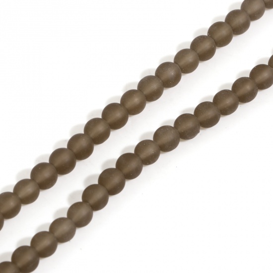 Bild von Glas Perlen für die Herstellung von DIY-Charme-Schmuck Rund Umbra Matt ca. 6mm D., Loch: 1.2mm, 37.5cm lang, 2 Stränge (ca. 60 - 68 Stück/Strang)