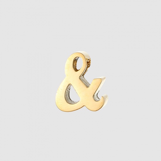 Picture of 304 Stainless Steel Beads For DIY Charm Jewelry Making Gold Plated Symbol Sign Ampersand " & " 6mm Dia., 1 Piece