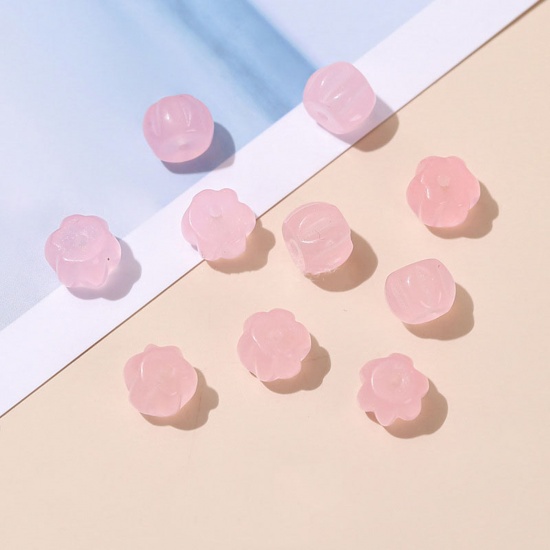 Picture of Chalcedony ( Natural Dyed ) Loose Beads For DIY Charm Jewelry Making Pumpkin Light Pink About 8mm x 6mm, 10 PCs