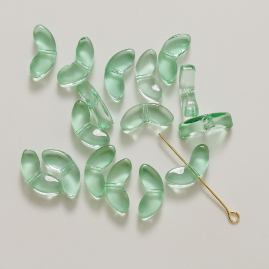 Picture of Glass Beads For DIY Charm Jewelry Making Rose Flower Green About 14mm x 7mm, Hole: Approx 0.8mm, 50 PCs