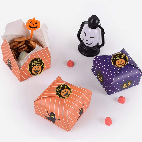 Picture of Art Paper Halloween DIY Scrapbook Deco Stickers Round Halloween Pumpkin 2.5cm Dia., 1 Roll ( 500 PCs/Set)