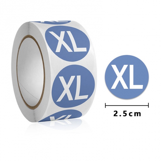 Picture of Art Paper Label Tag Sticker For Clothing Round Blue " XL " Self Adhesive 2.5cm , 1 Roll ( 500 PCs/Set)