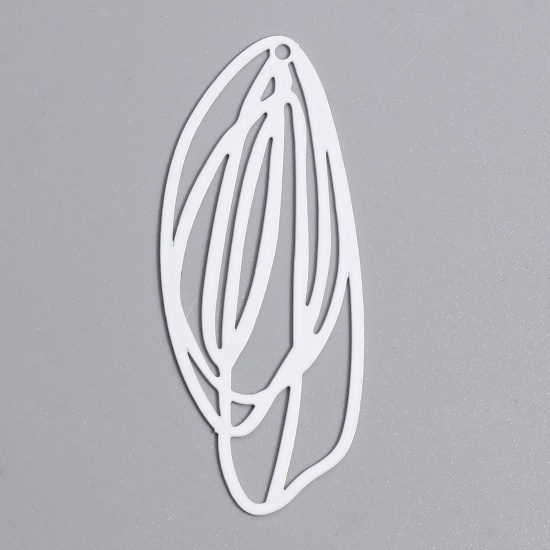 Image de Pendentifs Estampe en Filigrane en Alliage de Fer Blanc Feuille Creux 5cm x 2.1cm, 10 Pcs