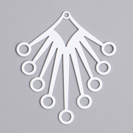 Immagine di Lega di Ferro Filigree Stamping Ciondoli Bianco Rombo Raggi del Sole Filigrana 4.1cm x 3.1cm, 10 Pz