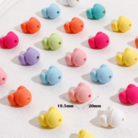 Picture of Acrylic Christmas Beads For DIY Jewelry Making At Random Mixed Color Bell Rubberized About 20mm x 19.5mm, Hole: Approx 2.6mm, 10 PCs