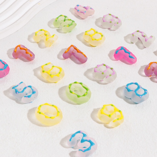 Picture of Acrylic Beads For DIY Jewelry Making At Random Mixed Color Number Frosted About 26x22mm - 26x17mm, Hole: Approx 2.8mm, 10 PCs