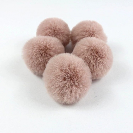 Picture of Polyester DIY Handmade Craft Materials Accessories Russet Red Pom Pom Ball Imitation Rabbit Fur 5cm Dia., 10 PCs