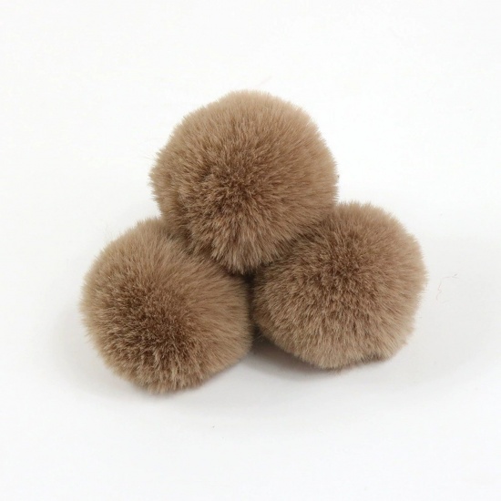 Picture of Polyester DIY Handmade Craft Materials Accessories Khaki Pom Pom Ball Imitation Rabbit Fur 4cm Dia., 10 PCs