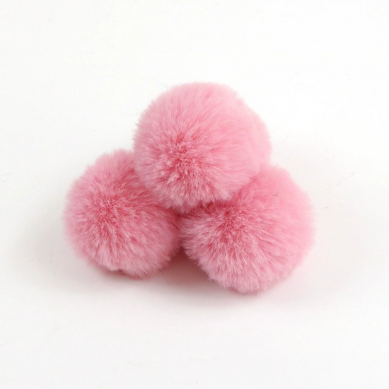 Picture of Polyester DIY Handmade Craft Materials Accessories Dark Pink Pom Pom Ball Imitation Rabbit Fur 4cm Dia., 10 PCs