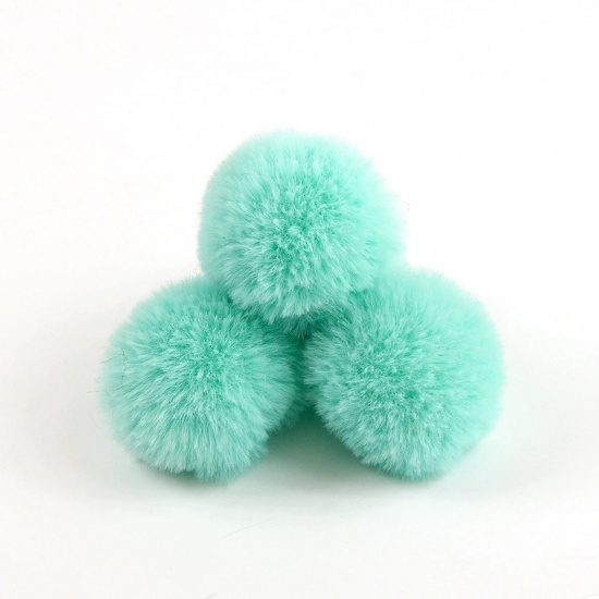 Picture of Polyester DIY Handmade Craft Materials Accessories Mint Green Pom Pom Ball Imitation Rabbit Fur 4cm Dia., 10 PCs