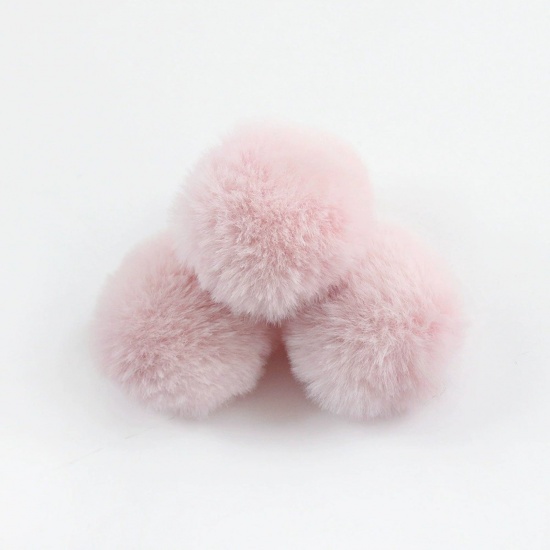 Picture of Polyester DIY Handmade Craft Materials Accessories Light Pink Pom Pom Ball Imitation Rabbit Fur 5cm Dia., 10 PCs