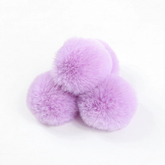 Picture of Polyester DIY Handmade Craft Materials Accessories Mauve Pom Pom Ball Imitation Rabbit Fur 4cm Dia., 10 PCs