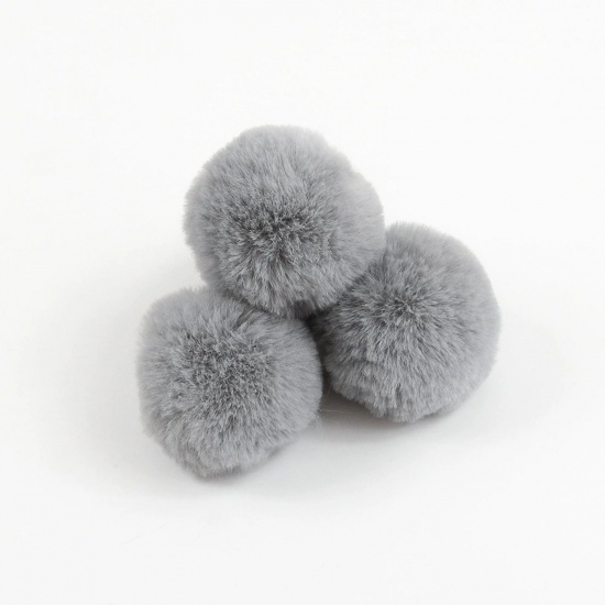 Picture of Polyester DIY Handmade Craft Materials Accessories French Gray Pom Pom Ball Imitation Rabbit Fur 4cm Dia., 10 PCs