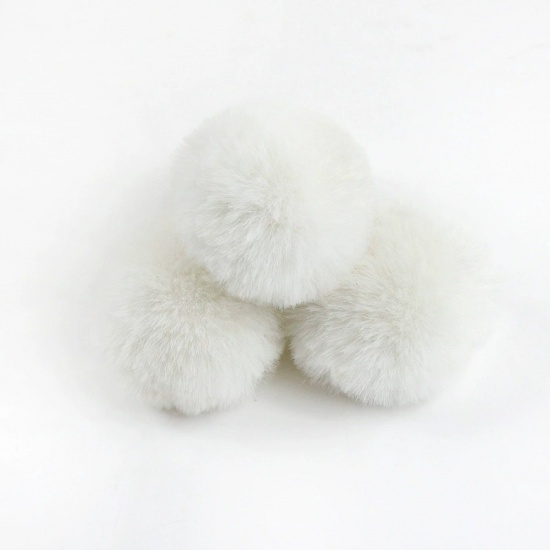 Picture of Polyester DIY Handmade Craft Materials Accessories White Pom Pom Ball Imitation Rabbit Fur 4cm Dia., 10 PCs