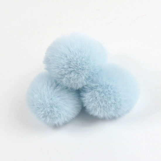 Picture of Polyester DIY Handmade Craft Materials Accessories Skyblue Pom Pom Ball Imitation Rabbit Fur 4cm Dia., 10 PCs