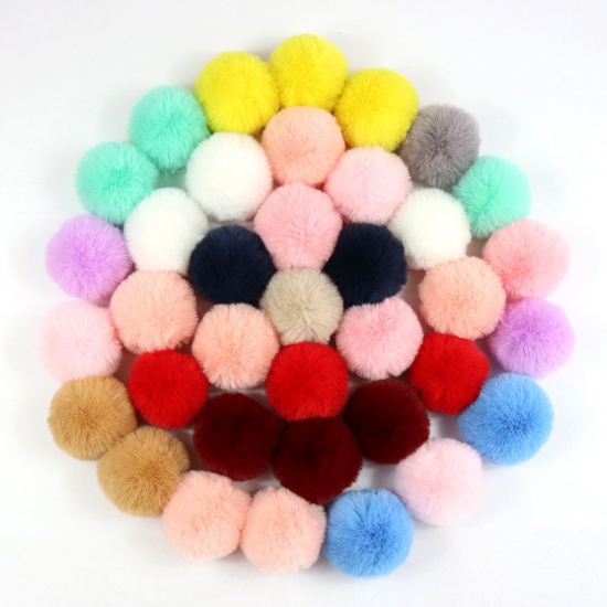 Picture of Polyester DIY Handmade Craft Materials Accessories At Random Mixed Color Pom Pom Ball Imitation Rabbit Fur 4cm Dia., 10 PCs