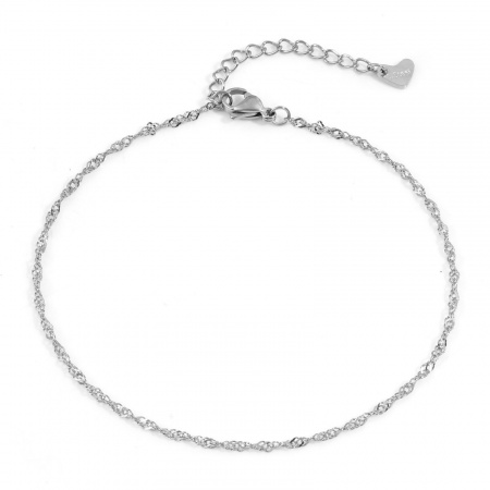 Bild von Großhandel 304 Edelstahl Laminierte Kette Fußketten, Silberfarbe Unisex Minimalistisch Geschenk Schmuckbedarf, 23cm lang, Kettengröße: 2mm, 1 Strang