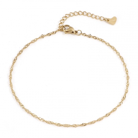 Bild von Großhandel 304 Edelstahl Laminierte Kette Fußketten, 18K Vergoldet Umweltfreundliche PVD, Unisex Minimalistisch Geschenk Schmuckbedarf, 23cm lang, Kettengröße: 2mm, 1 Strang