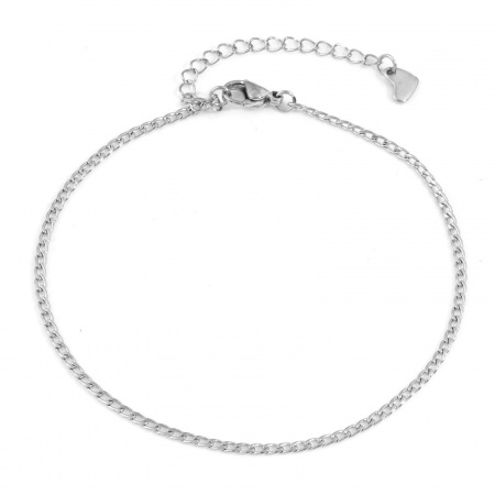 Bild von Großhandel 304 Edelstahl Panzerkette Kette Fußketten, Silberfarbe Unisex Minimalistisch Geschenk Schmuckbedarf, 23cm lang, Kettengröße: 2mm, 1 Strang