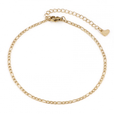 Bild von Großhandel 304 Edelstahl 3:1 Figarokette Kette Fußketten, 18K Vergoldet Umweltfreundliche PVD-Vakuumbeschichtung, Frauen Stilvoll Geschenk Schmuckbedarf, 22.5cm lang, 1 Strang