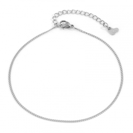 Bild von Großhandel 304 Edelstahl Panzerkette Kette Fußketten, Silberfarbe Unisex Minimalistisch Geschenk Schmuckbedarf, 22.5cm lang, Kettengröße: 1.4mm, 1 Strang