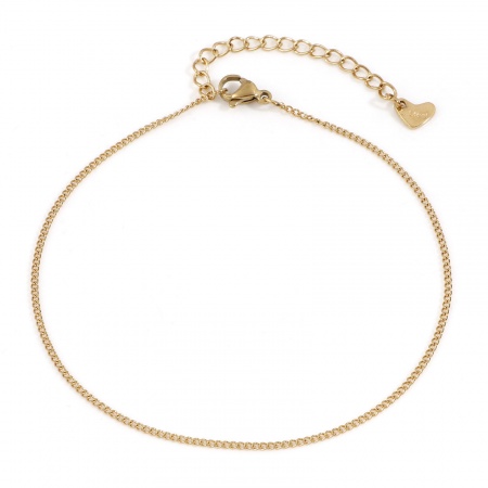 Bild von Großhandel 304 Edelstahl Panzerkette Kette Fußketten, 18K Vergoldet Umweltfreundliche PVD, Unisex Minimalistisch Geschenk Schmuckbedarf, 22.5cm lang, Kettengröße: 1.4mm, 1 Strang