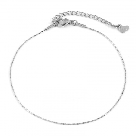 Bild von Großhandel 304 Edelstahl Crimp-Kette Fußketten, Silberfarbe Unisex Minimalistisch Geschenk Schmuckbedarf, 22.5cm lang, Kettengröße: 0.8mm, 1 Strang