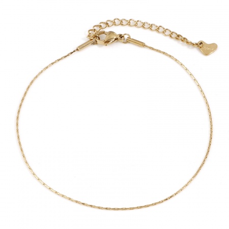 Bild von Großhandel 304 Edelstahl Crimp-Kette Fußketten, 18K Vergoldet Umweltfreundliche PVD-Vakuumbeschichtung, Frauen Stilvoll Geschenk Schmuckbedarf, 22.5cm lang, 1 Strang
