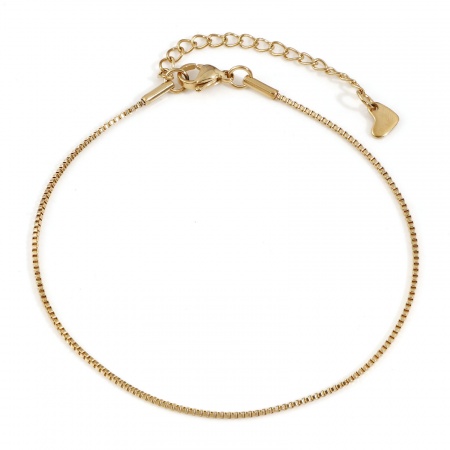 Bild von Großhandel 304 Edelstahl Venezianerkette Fußketten, 18K Vergoldet Umweltfreundliche PVD, Unisex Minimalistisch Geschenk Schmuckbedarf, 22.5cm lang, Kettengröße: 1.2mm, 1 Strang