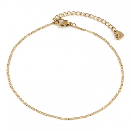 Picture of Wholesale 304 Stainless Steel Anchor Mariner Link Chain Anklet, 18K Gold Plated Eco-friendly PVD, Unisex Minimalist Gift Jewelry Supply, 22.5cm(8 7/8") long, Chain Size: 1.5mm, 1 Piece