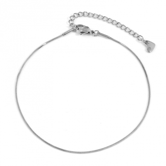 Picture of 304 Stainless Steel Snake Chain Anklet Silver Tone 22.5cm(8 7/8") long, 1 Piece