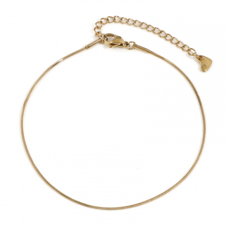 Bild von Großhandel 304 Edelstahl Schlangenkette Fußketten, 18K Vergoldet Umweltfreundliche PVD-Vakuumbeschichtung, Frauen Stilvoll Geschenk Schmuckbedarf, 22.5cm lang, 1 Strang