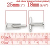 Immagine di Brass Cuff Links Round Silver Tone Glue On 25mm x 10mm, 10 PCs