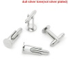 Immagine di Brass Cuff Links Round Silver Tone Glue On 25mm x 10mm, 10 PCs